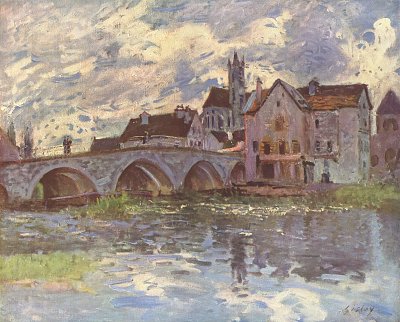 Bruecke von Moret sur Loing von Alfred Sisley als Kunstdruck auf Leinwand