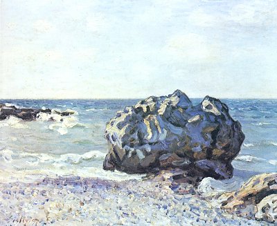 Bucht von Langland mit Felsen von Alfred Sisley als Kunstdruck auf Leinwand