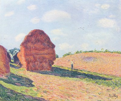 Die Strohmieten von Alfred Sisley als Kunstdruck auf Leinwand