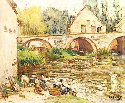 Die Wascherinnen von Moret von Alfred Sisley als Kunstdruck auf Leinwand
