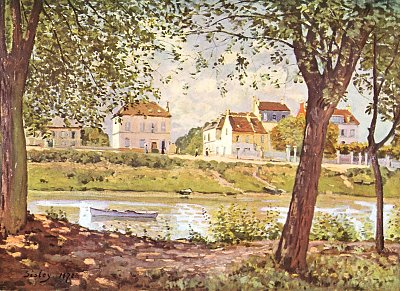 Dorf am Ufer der Seine von Alfred Sisley als Kunstdruck auf Leinwand
