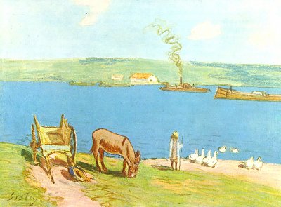 Flussufer von Alfred Sisley als Kunstdruck auf Leinwand