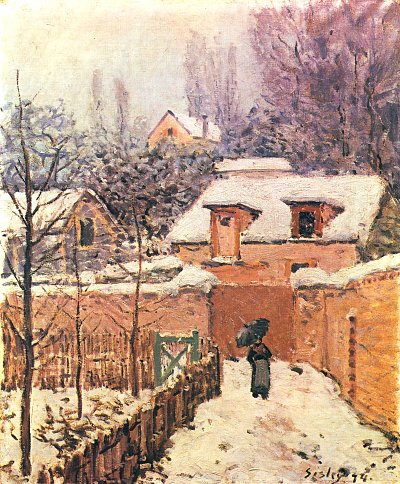 Garten im Louviciennes im Schnee von Alfred Sisley als Kunstdruck auf Leinwand
