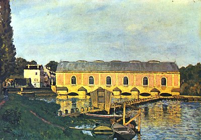 Maschinenhaus der Pumpe in Marly von Alfred Sisley als Kunstdruck auf Leinwand