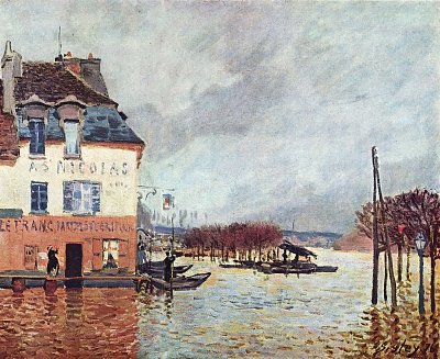 Ueberschwemmung in Port Marly von Alfred Sisley als Kunstdruck auf Leinwand