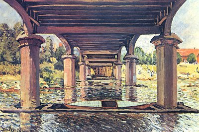 Unter der Bruecke von Hampton Court von Alfred Sisley als Kunstdruck auf Leinwand