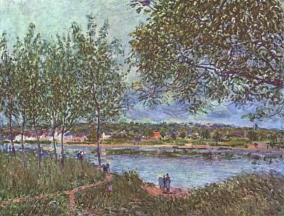 Weg der alten Faehre in By von Alfred Sisley als Kunstdruck auf Leinwand