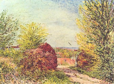 Weg in Veneux Nadon im Fruehling von Alfred Sisley als Kunstdruck auf Leinwand