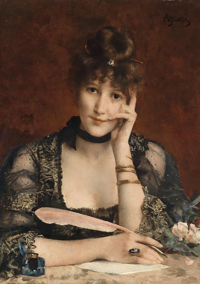 Der Brief von Alfred Stevens als Kunstdruck auf Leinwand