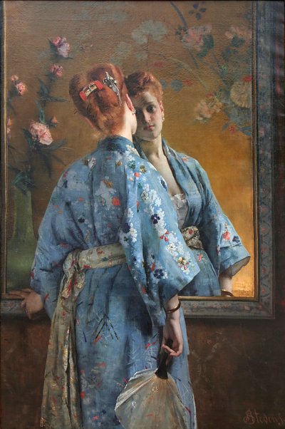 Die Japanisch Pariserin von Alfred Stevens als Kunstdruck auf Leinwand