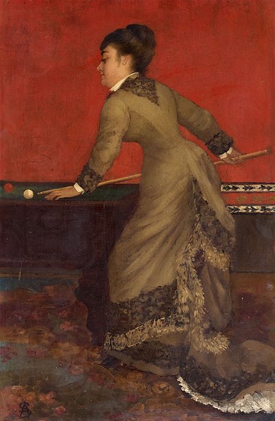 Elegantes Billiardspiel von Alfred Stevens als Kunstdruck auf Leinwand