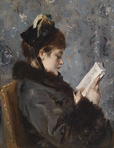 Lesende junge Dame von Alfred Stevens als Kunstdruck auf Leinwand