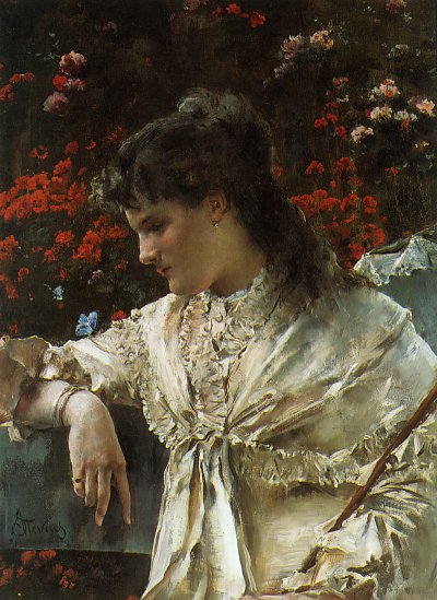 Traeumereien von Alfred Stevens als Kunstdruck auf Leinwand