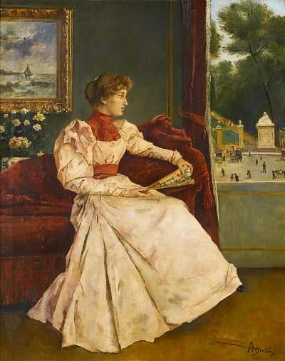 Zuhause von Alfred Stevens als Kunstdruck auf Leinwand