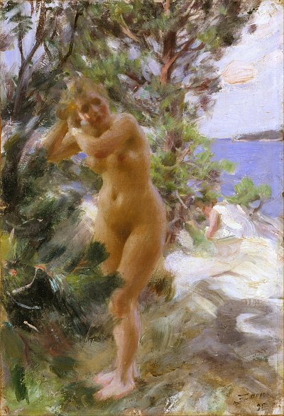 After the Bath von Anders Zorn als Kunstdruck auf Leinwand