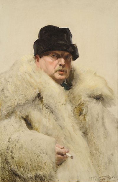 Autorretrato con abrigo von Anders Zorn als Kunstdruck auf Leinwand