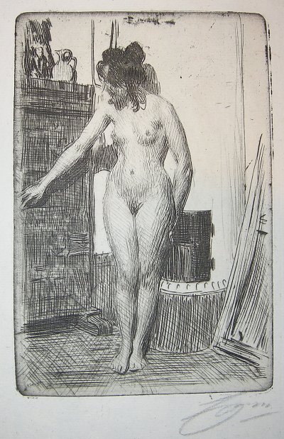 Before the Stove von Anders Zorn als Kunstdruck auf Leinwand