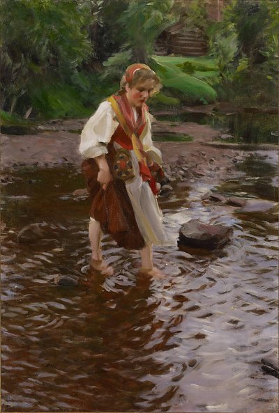 Flickan fran aelvdalen von Anders Zorn als Kunstdruck auf Leinwand