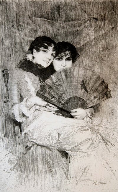 Kusinerna von Anders Zorn als Kunstdruck auf Leinwand