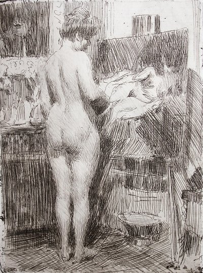 Modell framfor Tavla von Anders Zorn als Kunstdruck auf Leinwand
