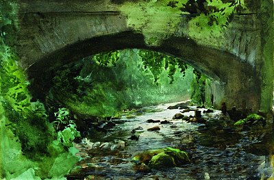 River under Old Stone Bridge von Anders Zorn als Kunstdruck auf Leinwand