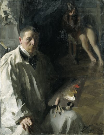 Self Portrait with Model von Anders Zorn als Kunstdruck auf Leinwand