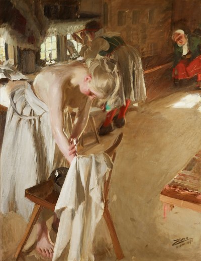 Soendagsmorgon von Anders Zorn als Kunstdruck auf Leinwand
