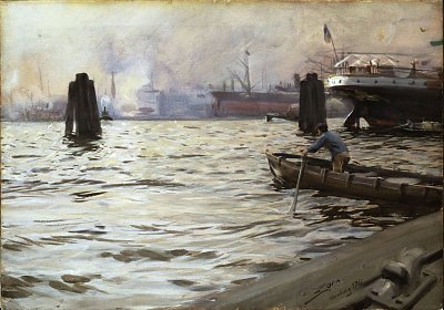 The Port of Hamburg von Anders Zorn als Kunstdruck auf Leinwand