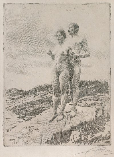 The Two etching von Anders Zorn als Kunstdruck auf Leinwand