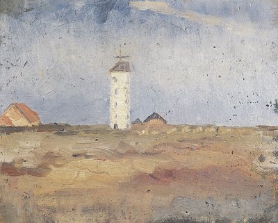 Landschaft mit Leuchtturm von Anna Ancher als Kunstdruck auf Leinwand