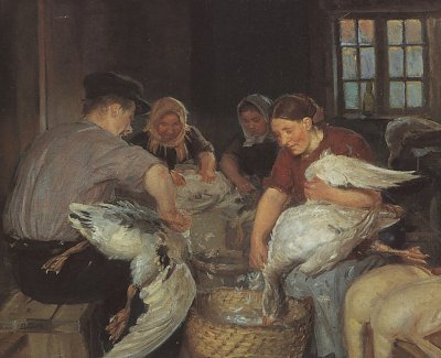 Plukning julen Gas von Anna Ancher als Kunstdruck auf Leinwand