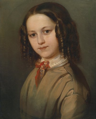 Kinderbildnis Melanie Deinhardstein von Anton Romako als Kunstdruck auf Leinwand