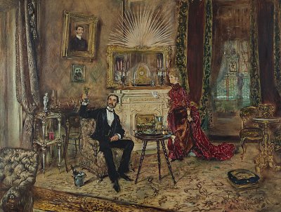 Salon Interieur von Anton Romako als Kunstdruck auf Leinwand