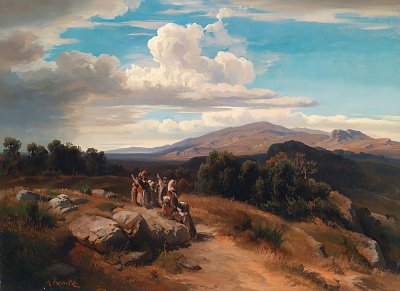Spanische Landschaft von Anton Romako als Kunstdruck auf Leinwand