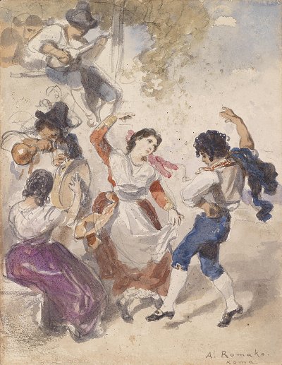 Tarantellataenzer von Anton Romako als Kunstdruck auf Leinwand