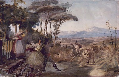 Vor einer Osteria in der Campagna von Anton Romako als Kunstdruck auf Leinwand