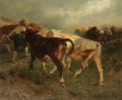 Aufziehender Sturm von Anton Braith als Kunstdruck auf Leinwand
