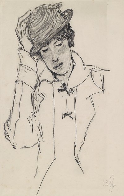 Dame mit Hut von Anton Faistauer als Kunstdruck auf Leinwand