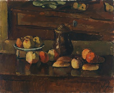 Obststilleben mit Kanne von Anton-Faistauer als Kunstdruck auf Leinwand