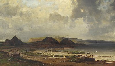 Fischerdorf von Antonie Biel als Kunstdruck auf Leinwand