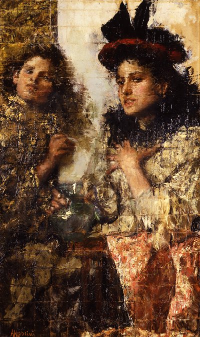 De lafenis von Antonio Mancini als Kunstdruck auf Leinwand