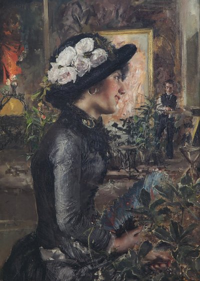 La modella von Antonio Mancini als Kunstdruck auf Leinwand