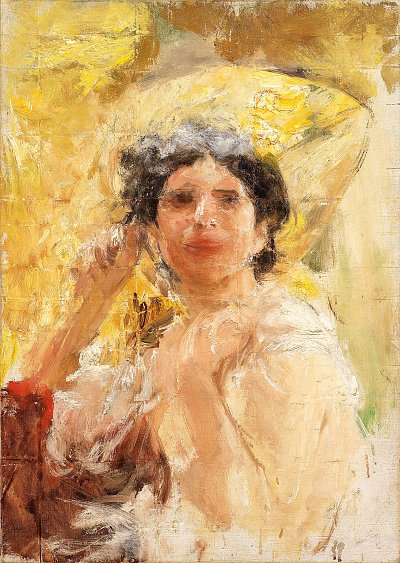 Mezza figura von Antonio Mancini als Kunstdruck auf Leinwand