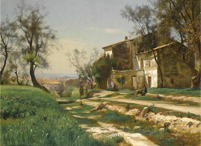 The outskirts of Nice von Antonio Mancini als Kunstdruck auf Leinwand