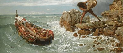 Odysseus und Polyphemus von Arnold Boecklin als Kunstdruck auf Leinwand