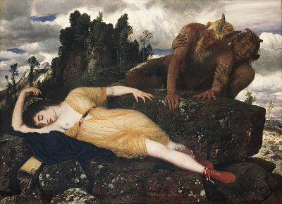 Schlafende Diana von Arnold Boecklin als Kunstdruck auf Leinwand