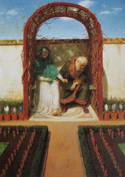 Unter der Laube von Arnold Boecklin als Kunstdruck auf Leinwand