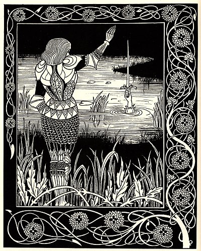 Excalibur in the lake von Aubrey Beardsley als Kunstdruck auf Leinwand