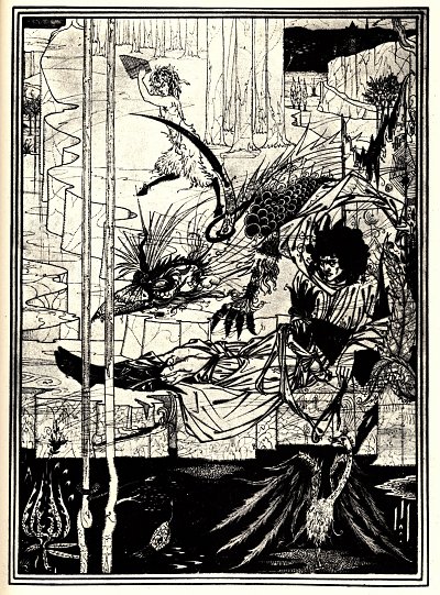 How king arthur saw the questing beast von Aubrey Beardsley als Kunstdruck auf Leinwand