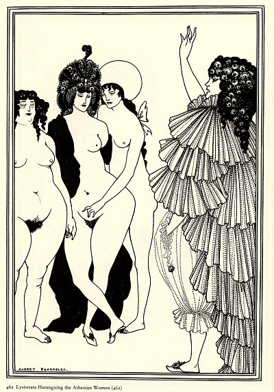 Lysistrata Haranguing the Athenian Women von Aubrey Beardsley als Kunstdruck auf Leinwand
